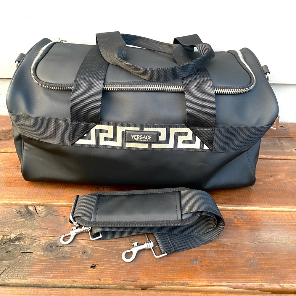Versace Holdall Travel Duffle Travel Weekend Gym Bag w Strap Black (Never Used)
